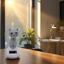 Gray Solar-Powered Twirling Cat Figurine - 4 Inches Tall