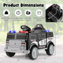 Police-Themed Ride-On Car for Kids with 3 Speed Settings, Megaphone, Music, FM Radio, and Flashing Lights