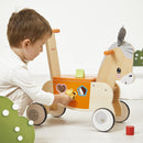 Janod Wooden Donkey Ride-on Toy with Shape Sorting Feature