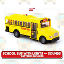 ArtCreativity 11" Yellow School Bus Toy with Friction Power, Lights, and Sounds