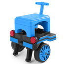 Blue 12V Electric 2-Seater Train with Carriage, Music, Lights, and Dual Speed