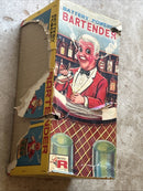 Rosko Vintage 1960s Tin Battery Operated Bartender Toy Figure with Original Packaging