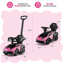 Licensed Pink Lamborghini 3-in-1 Ride-On Stroller with Sound Features