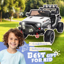 24V 400W White Electric Ride-On Car for Kids with Remote Control, Music, and LED Lights