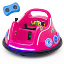 12V Pink Remote-Controlled Bumper Car for Kids with Flashing LED Lights and Music