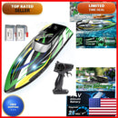 DEERC TX626 Kids' RC Boat, Speeds Over 20MPH, Capsize Recovery Feature, 24+ Minutes of Playtime