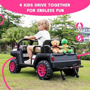 24V Pink Electric Ride-On Car for Kids Age 3-8, 4-Seater Adventure