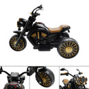Electric Dual Drive 3-Wheel Ride-On Motorcycle for Kids with LED Lights - Black