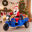 3-Wheel 12V Kids Motorcycle with Trailer, Shovel, Dual 75W Motors, and Music