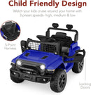 Navy 12V Ride-On Car for Kids with Parental Control