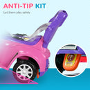 Versatile Pink Push and Slide Car with Removable Handle, Music, and Horn