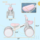 Pink No-Pedal Balance Bike for Toddlers Aged 1-3, with Adjustable Seat and Silent Wheels