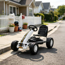 White Pedal Go Kart for Kids with Steering Wheel, Suitable for Ages 3 and Up