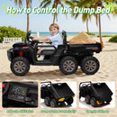 24V 2-Seater Kids Off-Road Dump Truck Ride-On Toy with Parental Remote Control