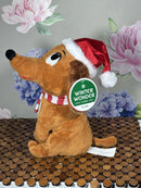 Festive Singing Dachshund Plush Toy in Santa Hat