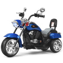 Blue 3-Wheel Chopper Motorcycle Trike for Kids with Headlight and Horn