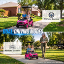Qaba Pink 24V 2-Seater Kids Golf Cart with Remote Control, Sunshade, and Storage