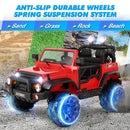 Red 12V Battery-Powered Kids Ride-On Truck with MP3, LED Lights, Remote Control, and Cover