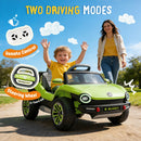 12V Official Volkswagen Beetle Electric Ride-On Car for Kids - Green, Speeds 1.5-2.5MPH