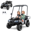 24V 7AH 4WD Black Kids Golf Cart Ride-On Car for 2 with Storage & Remote Control