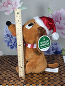 Festive Singing Dachshund Plush Toy in Santa Hat