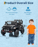 24V Electric Ride-On Car Truck for Big Kids, 2-Seater in Black