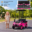 Qaba Pink 24V 2-Seater Kids Golf Cart with Remote Control, Sunshade, and Storage