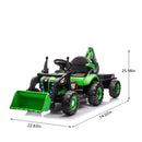 24V Electric Ride-On Tractor with 160W Motor, Excavator Attachment, Wagon, Parental Remote Control, and LED Lights