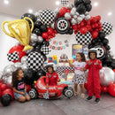Race Car Balloon Arch Set - Trophies, Flags, Wheels, and Checkered Designs