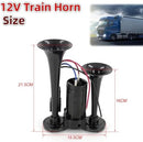 High-Performance 12V 600DB Dual Electric Black Train Horns for Trucks and SUVs
