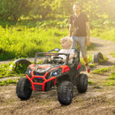 24V Dual Motor Red Ride-On Car for Kids with Remote Control and Spring Suspension