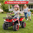 Red 12V Kids ATV Quad with Dual Speeds, Spring Suspension, LED Lights, and Music