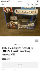 Basic Fun! Tiny TV Classics Friends Season 4 Clips Mini Working TV & Remote