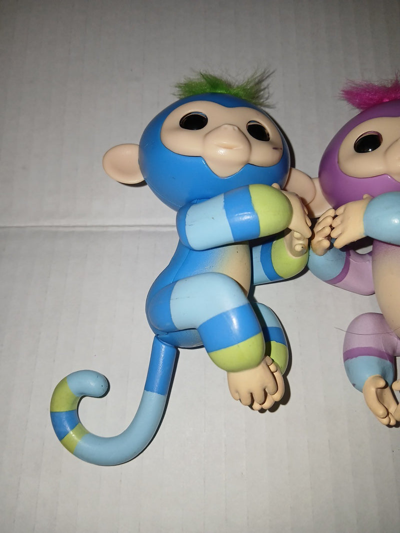 5-Inch Interactive Baby Fingerlings Monkey Toys in Blue and Purple - Set of 2