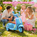 12V Electric 3-Wheel Motorcycle Scooter for Kids with Bluetooth and LED Lights in Blue