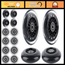 Wiggle Car Replacement Wheel Set - 4 Pieces with ABEC-9 Bearings, Black
