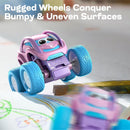 Girls' Friction Powered Pull Back Motorized Car Toy Set with Crash and Flip Features