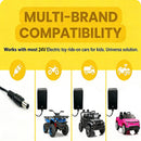 24V Universal Battery Charger for Children's Ride-On Vehicles, 70" Length, LED Indicator Light