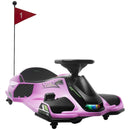 12V Pink Electric Drifting Go Kart with Soft Start, Music, and Lights