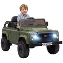 12V Green Land Rover Defender Electric Vehicle for Children Aged 3 and Up