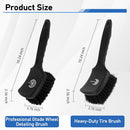 Dual Set of Car Wheel and Tire Brushes with Soft and Stiff Bristles (Black)