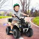 6V Children’s ATV Ride-On with Music, Spray Feature, USB Port, and Storage Box - khaki