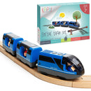 KipiPol Interactive Battery-Powered Toy Train Set for Wooden Tracks