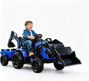 24V Electric Ride-On Tractor with Excavator and Bulldozer Features for Kids