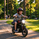 Black 24V Electric Motorcycle with 180W Motor for Kids Aged 6-12
