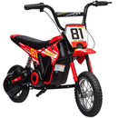 Children's 24V Electric Dirt Bike, 250W Motor, 9.9 MPH, 12-Inch Tires, Red