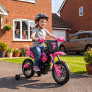 12V Pink Electric Dirt Bike for Kids with Training Wheels