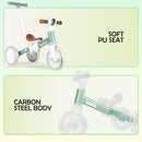 Bautia 5-in-1 Balance Bike Tricycle for Kids Aged 1-4 in Mint Green with No Parent Steering