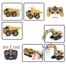 JOYIN 2-Pack Colorful Remote Control Construction Trucks in Varying Sizes