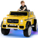 JOYLDIAS Yellow 12V Electric Truck Toy for Kids with LED Lights, Music, and Remote Control
